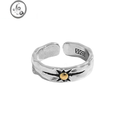 JiMi戒指尾设计复古美式冷淡风嘻哈925泰银个性单身男士潮开口食指环