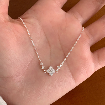 纯银锆石四叶草高级感小项链配裙子适合夏天的锁骨链精致配饰送女朋友老婆情人节七夕生日礼物