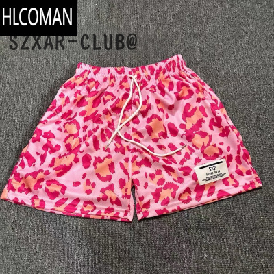 HLCOMAN2025新款动物豹纹短裤男运动裤篮球美式网眼三四分裤宽松潮流夏季