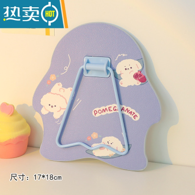 敬平ins风不规则镜子学生女可爱创意宿舍家用便携折叠桌面玻璃化妆镜 蓝底石榴三只小狗便携式用镜