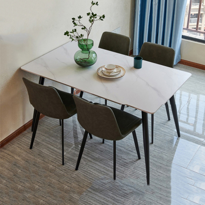 慧采云 餐桌椅组合意式极简岩板餐桌椅现代简约北欧家用小户型长方形一桌四椅 1400*800*750mm