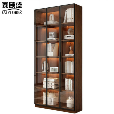 赛颐盛玻璃门书柜三门90*32*200cm台