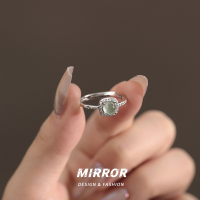 925纯银蓝冰翡翠戒指女指环尾戒个性简约轻奢时尚小众设计送女朋友老婆情人节七夕生日礼物