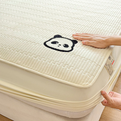 A类熊猫毛巾绣大豆夹棉床笠罩单件床垫保护罩床单套家用防尘