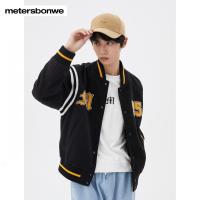 [1件5折价:289.5]美特斯邦威男秋季黑色学院风外套宽松立领棒球服短款上衣男
