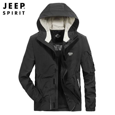 JEEP SPIRIT吉普春季新款男装夹克韩版休闲连帽大码宽松男士外套