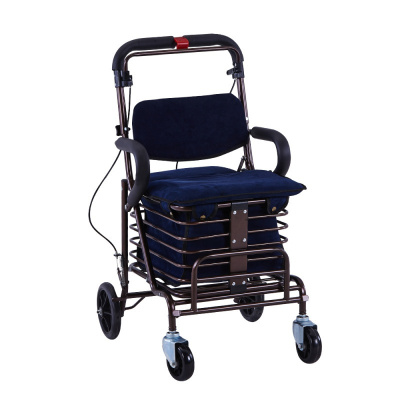 美帮汇老步车购物车老人手推车折叠可推可坐助步带座椅四轮买菜拉车