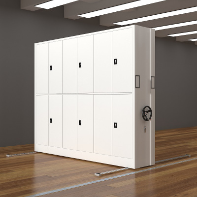 臻远密集架手摇式移动档案柜钢制轨道密集架一列3组