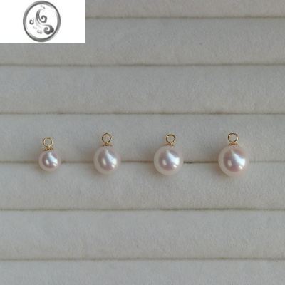 JiMi单颗正圆强光无暇淡水白色真珍珠项链吊坠坠子14k包金/925银