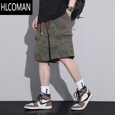 HLCOMAN军绿色迷彩工装短裤男士夏季薄款宽松大码马裤5五分运动裤子