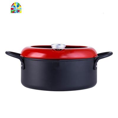 天妇罗煎锅日式小油炸锅带油温表防油溅炸薯条炸油条铁锅家用深煎 FENGHOU