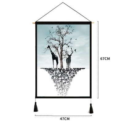 家柏饰(CORATED)挂布 背景布风客厅装饰挂画民宿宿舍卧室床头北欧墙布挂毯 两只鹿 宽47cm*高67cm