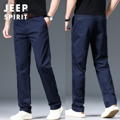 JEEP吉普秋季薄款青年休闲纯色棉宽松休闲中腰休闲男长裤