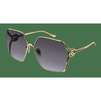 古驰(GUCCI)女士金棕色生物尼龙灰色镜片亚洲版时尚百搭太阳镜