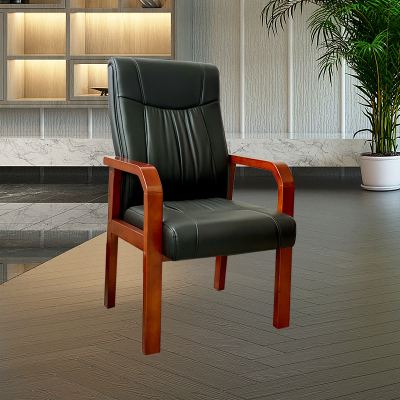 优百丽 SH-299 橡胶木椅 办公家具 办公椅 皮艺老板椅 实木四脚椅 电脑椅会议椅 皮料色彩可定制