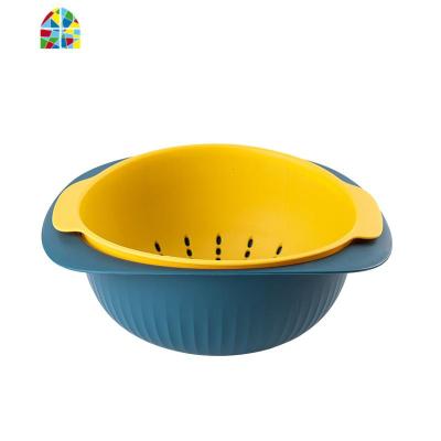 洗菜盆双层创意现代厨房洗水果菜篮子水果篮洗菜盆家用 FENGHOU 北欧绿洗菜篮洗菜篮