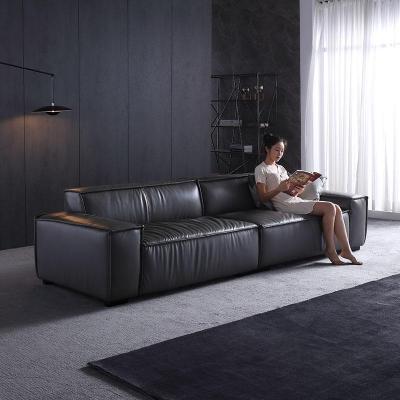 意式简沙发头层牛皮 客厅小户型直排四人北欧轻奢皮沙发