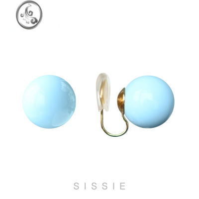 JiMi糖果色彩色圆球蚊香盘耳夹日常小巧无耳洞女耳环耳饰耳钉新款夏日