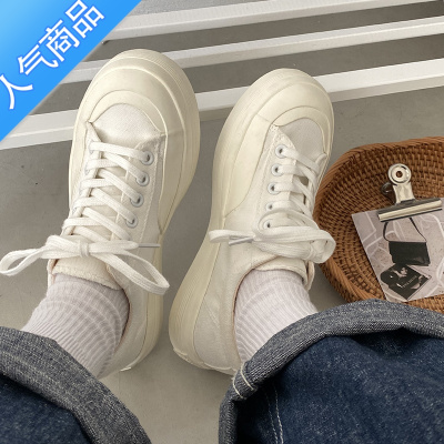 SUNTEK易少年 日系帆布鞋女ins超火百搭小白鞋低帮街拍学生板鞋2023新款