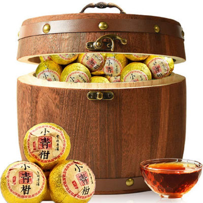 痴福 小青柑500g木桶装新会青柑陈皮熟茶柑普茶小青桔柑橘普洱茶黑茶礼盒装