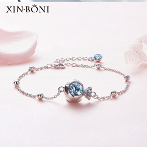 鑫铂尼小鱼925纯银手链女简约个性电镀白金小丑鱼 小众气质情侣手环饰品女生女士女款首饰520情人节礼物余生有你手链 （鱼）余生有你手链+玫瑰花礼盒包装