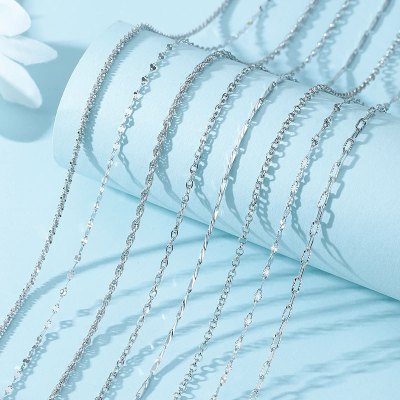 S999纯银素链DIY时尚百搭项链配饰女ins搭配链项饰品生日礼物批发送女朋友老婆情人节七夕生日礼物