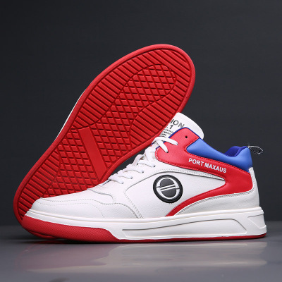 2025秋冬季新款潮鞋子运动休闲鞋中帮时尚小白鞋男真皮网红板鞋