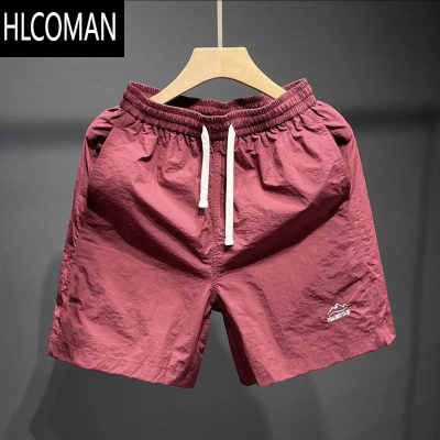 HLCOMAN速干刺绣短裤男士夏季薄款美式宽松五分裤潮流运动百搭透气沙滩裤