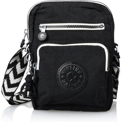 Kipling凯浦林单肩包女防水轻便实用时尚黑色条纹肩带多个隔层