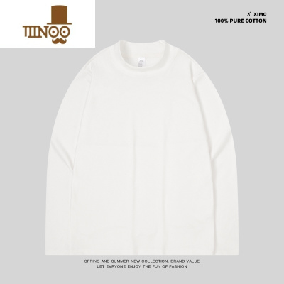 YANXU半高领双面德绒打底衫男加绒加厚保暖内搭白色长袖t恤上衣