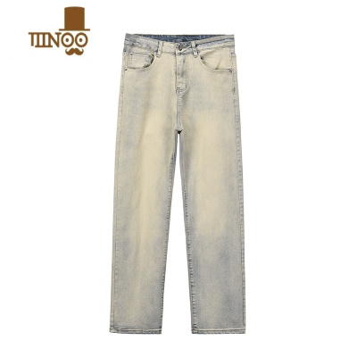 YANXU美式街头水洗做旧泛黄宽松牛仔裤百搭休闲长裤男女