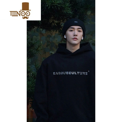 YANXU500g垫肩卫衣潮牌欧美高街hiphop正肩外套男潮感小众上衣