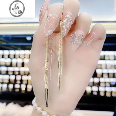 JiMis925银银针耳线女简约气质百搭冷淡风时尚长款流苏耳环超仙耳饰女