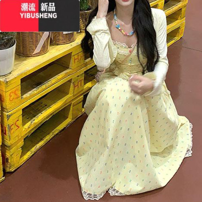 YIBUSHENG糖果甜心季甜美温柔风显瘦收腰吊带连衣裙碎花