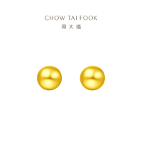 周大福珠宝首饰金珠足金黄金耳钉计价(工费:220元) EOF683精品