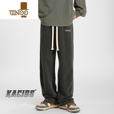 YANXU裤子男生秋季新款卫裤男款青年休闲直筒运动裤潮牌男士宽松裤