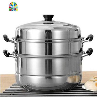 家用1层2层二层煤气灶用锅具蒸锅三层多层蒸笼馒头不锈钢多层蒸笼 FENGHOU 32cm三层复底