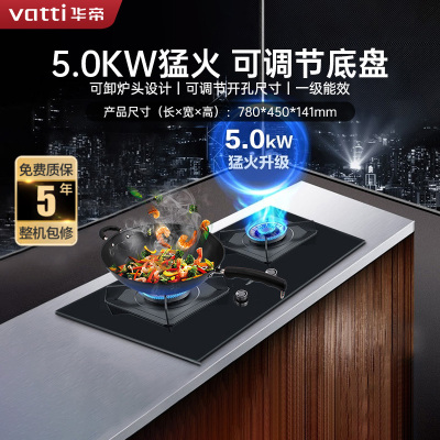 [线上品]华帝(vatti)5.0KW火力燃气灶JZY-i10075B(液化气)双眼灶