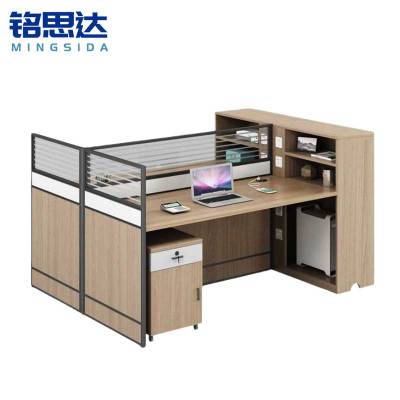 铭思达屏风办公桌工字双人位含柜套