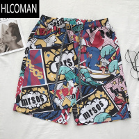 HLCOMAN夏季沙滩裤男潮牌ins宽松五分可下水速干花短裤情侣休闲大裤衩子5