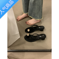 SUNTEK粗跟法式套趾凉拖鞋仙女鞋子外穿2023年新款夏季外出度假沙滩凉鞋