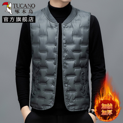 啄木鸟羽绒马甲男2024冬季新款轻薄保暖坎肩爸爸内穿背心加绒内胆