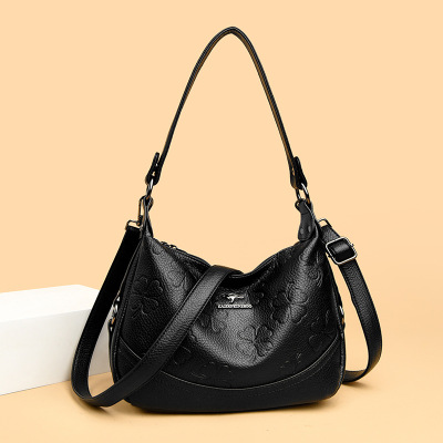 包包女包新款压花斜挎包女单肩包女中年女士妈妈包女