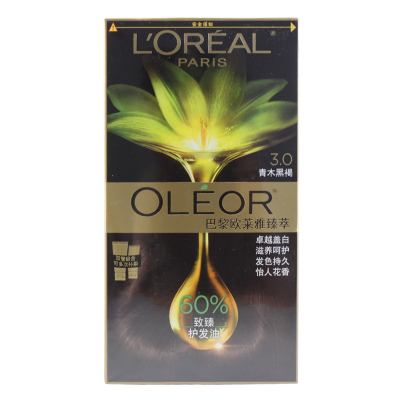 欧莱雅(LOREAL)臻萃精华油染发霜 3.0 青木黑褐(植萃精华油 无氨水遮盖白发 花香型)