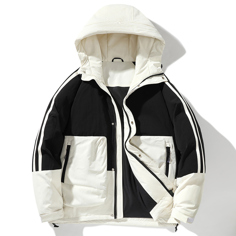 男装新款羽绒服冬季潮流连帽外套情侣男女同款加厚白鸭绒防寒上衣