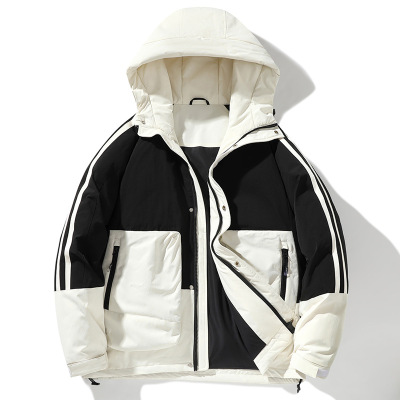 男装新款羽绒服冬季潮流连帽外套情侣男女同款加厚白鸭绒防寒上衣