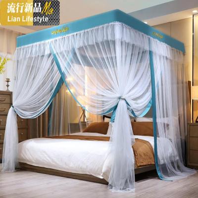 防尘顶布遮光蚊帐床帘一体式两用公主风1.5m1.8m床幔家用加厚支架 三维工匠