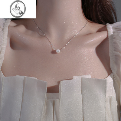 JiMi银银珍珠项链女款轻奢小众设计感简约百搭2023新款吊坠锁骨链颈链