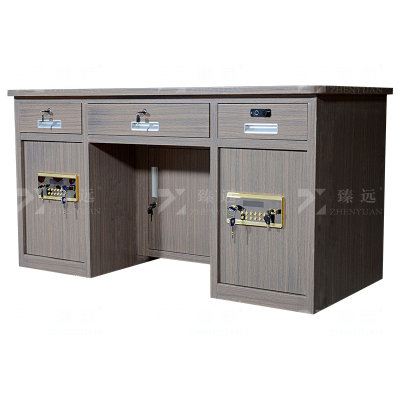 臻远 BXZ-20 钢制保险桌可投币收银财务桌1.4m黑枫木双电子锁