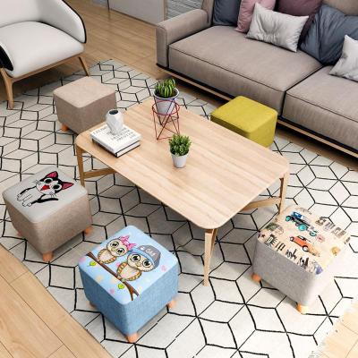 凳子家用布艺客厅创意网红懒人卡通板凳小椅子矮凳实木换鞋凳脚蹬